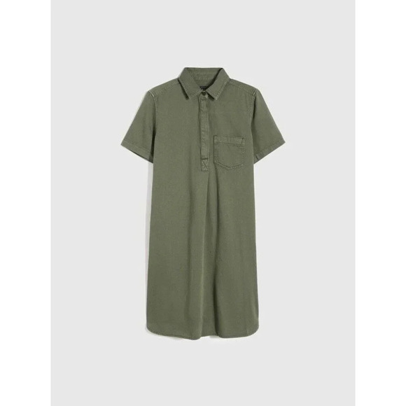 Gap Popover Short Sleeve Shirt Dress Womens Small Black Green Neutral - Picture 2 of 12
